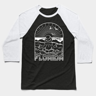 Florida Beach Baby White Outline Baseball T-Shirt